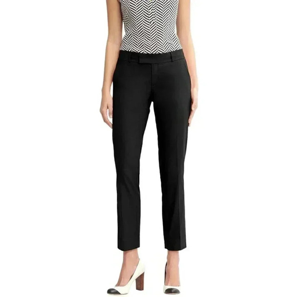 Banana Republic Hampton Ankle Crop Pant Trouser Straight Leg  Black Size 4 - Picture 1 of 12